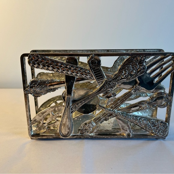 Silver Utensil Design Decorative napkin holder - Picture 4 of 8